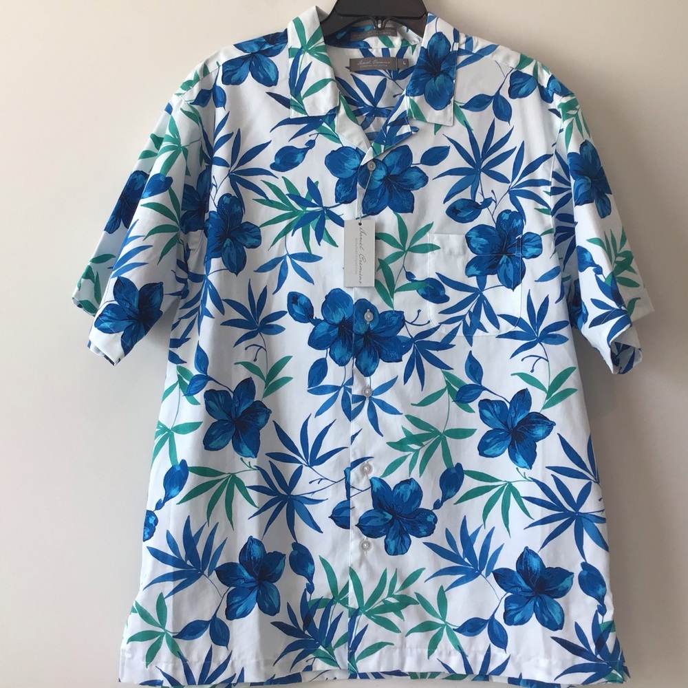 Daniel Cremieux NWT $85 Shirt Large Blue Floral NWT PTP = 24”